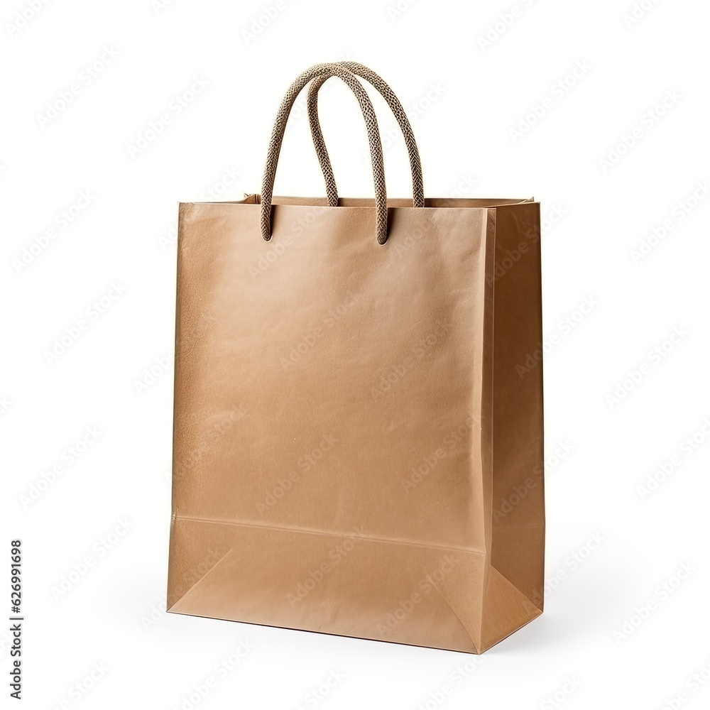 Recycle paper shopping bag with handle isolated white background. Recycle paper shopping bag with handle isolated white background.