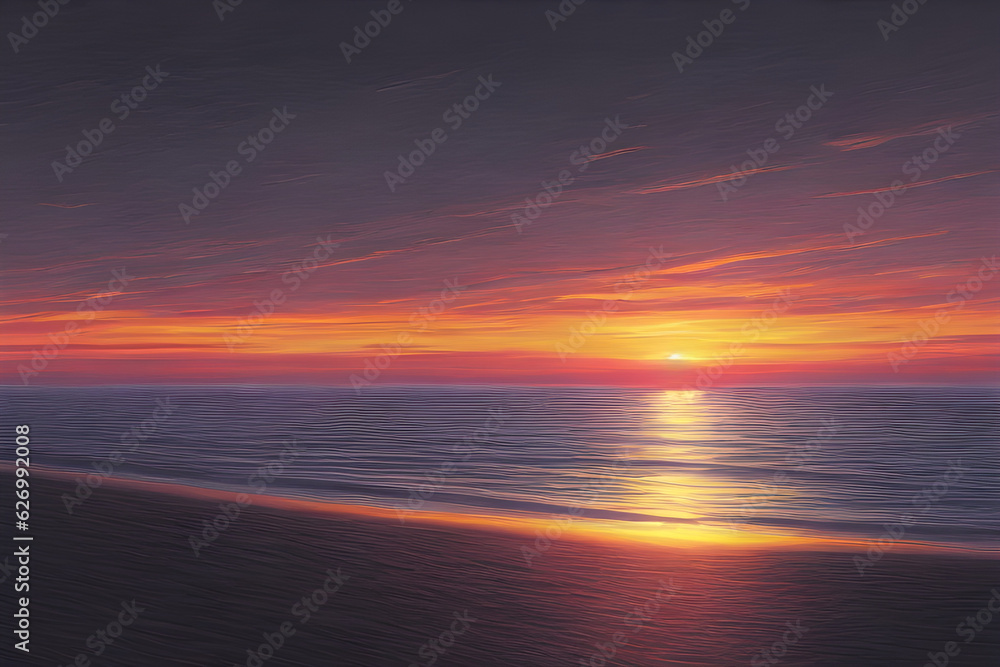 Ocean Sunset Nature Landscape Background Shining Sky Over Sea With Island ai generated 