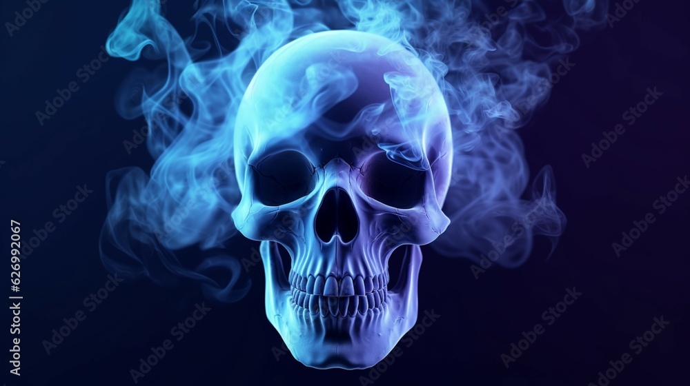Fototapeta premium Vector skull made of smoke.Generative AI