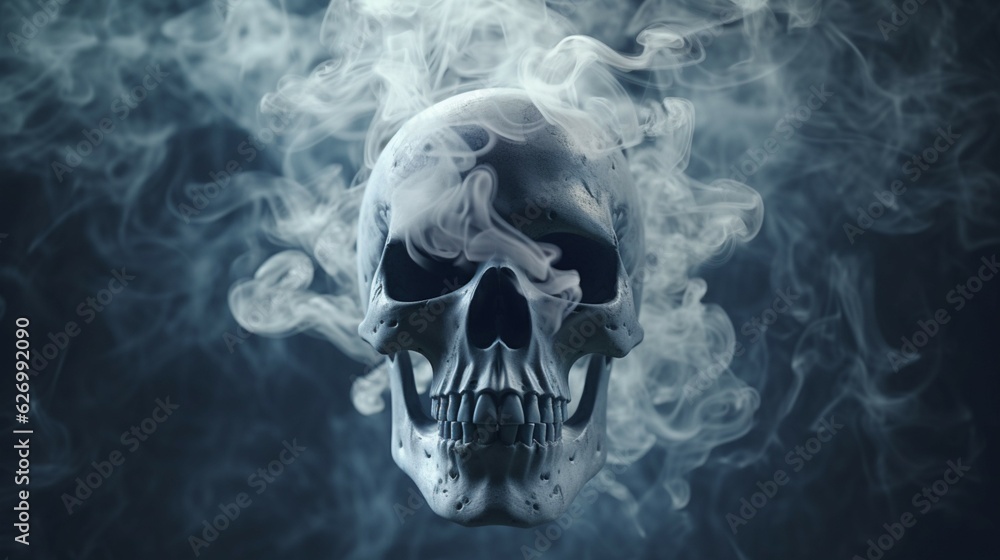 Vector skull made of smoke.Generative AI Vector skull made of smoke.Generative AI