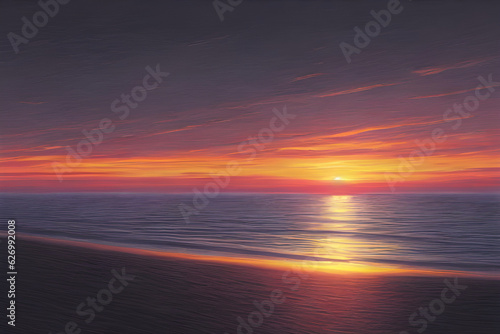 Ocean Sunset Nature Landscape Background Shining Sky Over Sea With Island ai generated  © Sorawit
