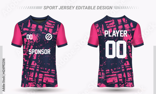 Soccer jersey sport t-shirt with front and back design for sublimation