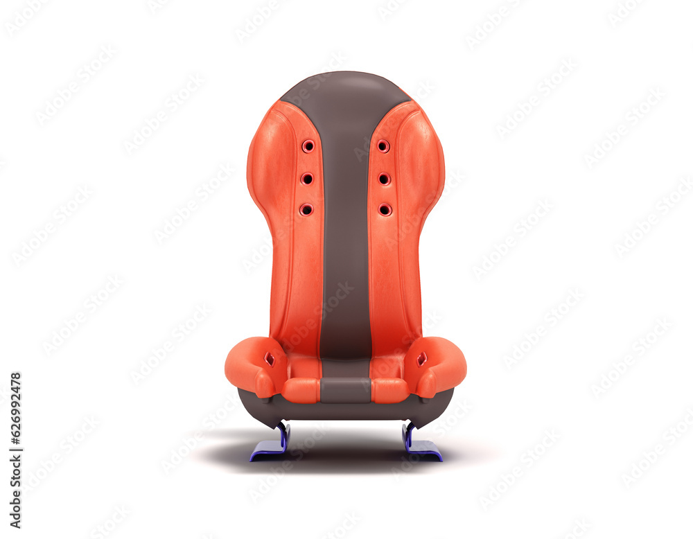 New sport car seat front view 3d render on white