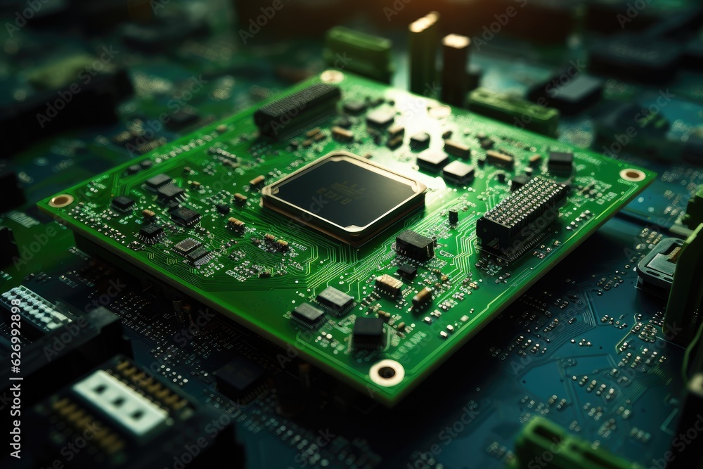 microchip for computer on dark background, AI Generated microchip for computer on dark background, AI Generated