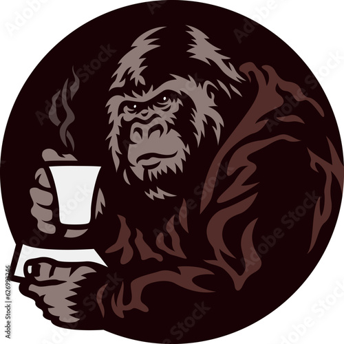 Big Gorilla Relaxing with a Cup of Morning Tea (Coffee)