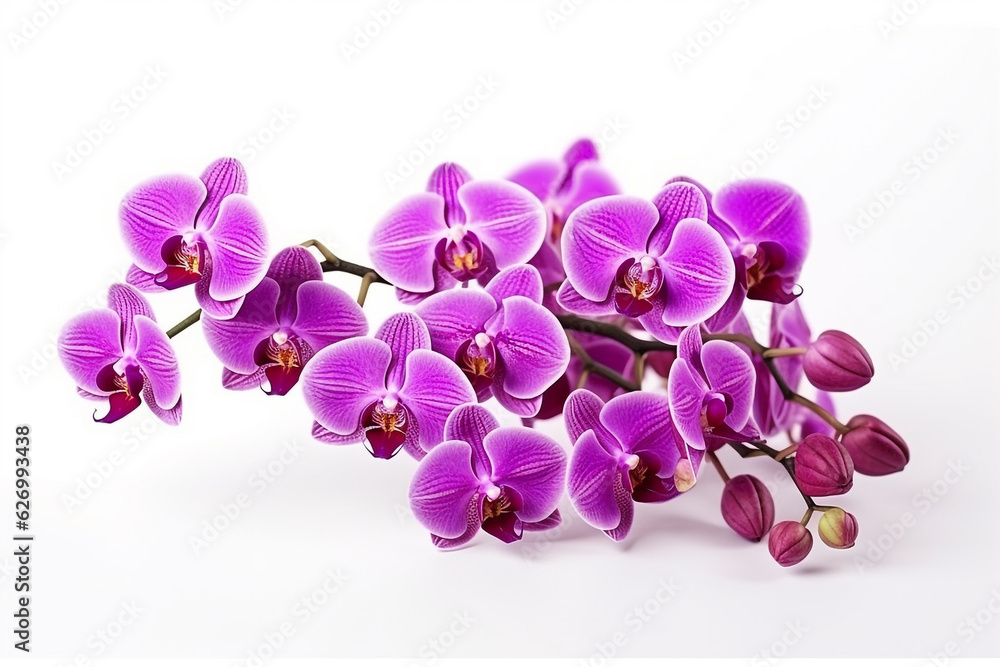 Obraz premium Purple orchid flowers isolated on white background.Generative Ai.