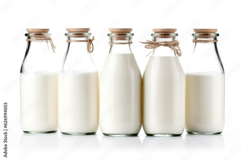 Fresh milk bottle isolated on white background.Generative Ai. Fresh milk bottle isolated on white background.Generative Ai.