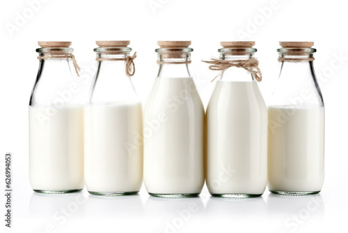 Fresh milk bottle isolated on white background.Generative Ai.