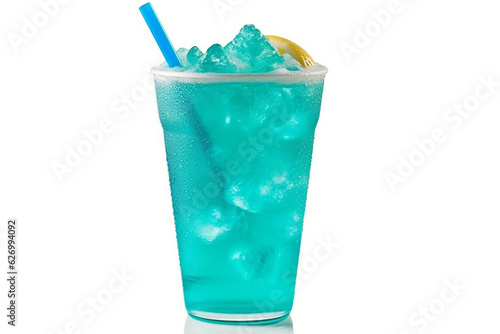 Blue Hawaii Italian soda with lime isolated on white background .Generative Ai.
