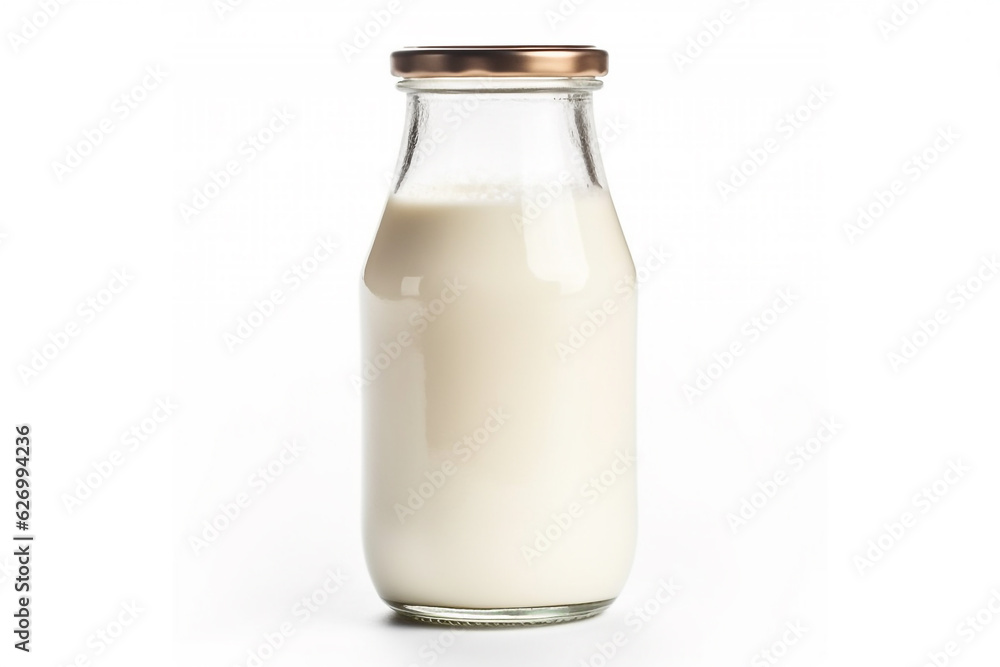 Fresh milk bottle isolated on white background.Generative Ai. Fresh milk bottle isolated on white background.Generative Ai.