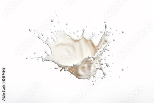Milk splash on white background.Generative Ai.