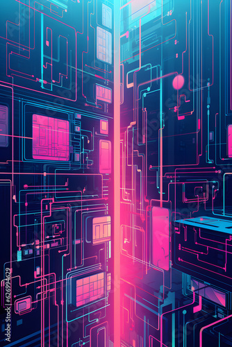 Futuristic neon city background