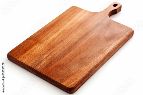 Wooden chopping board isolated on white background.Generative Ai.