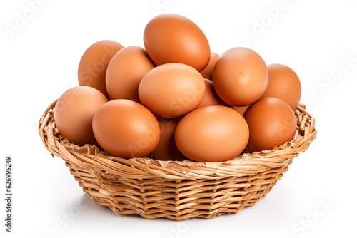 Wallpaper Mural Eggs in basket isolated on white background.Generative Ai. Torontodigital.ca