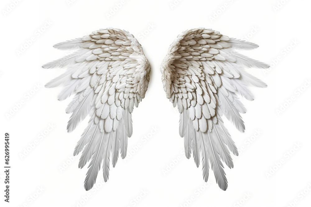 Wings isolated on white background.Generative Ai. Wings isolated on white background.Generative Ai.