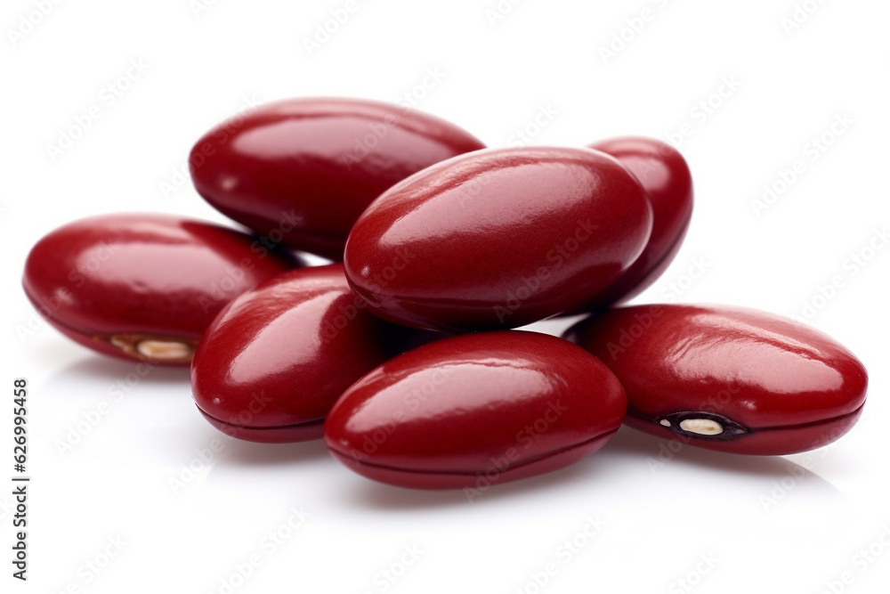 Red bean isolated on white background.Generative Ai. Red bean isolated on white background.Generative Ai.