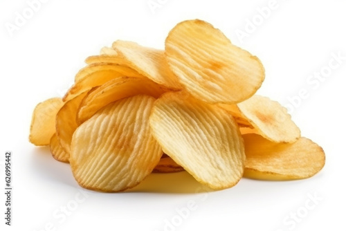 Potato chips isolated on white background.Generative Ai.