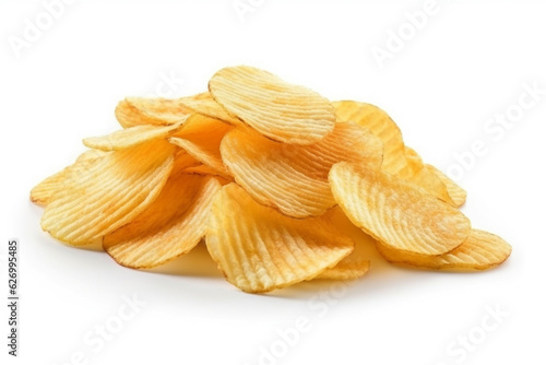 Potato chips isolated on white background.Generative Ai.
