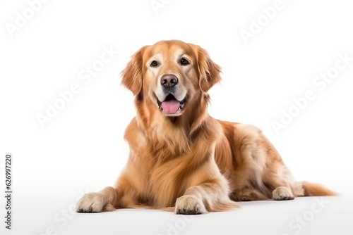 Golden Retriever dog isolated on white background.Generative Ai.
