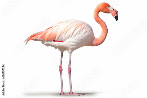 Flamingo isolated on white background.Generative Ai. © Inlovehem