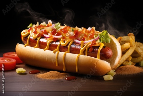 American food Hot Dog. Generative AI