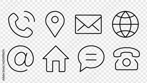 Web icon set. Web buttons. Website contact icons vector. Contacts icons. Editable Stroke. Vector eps 10 