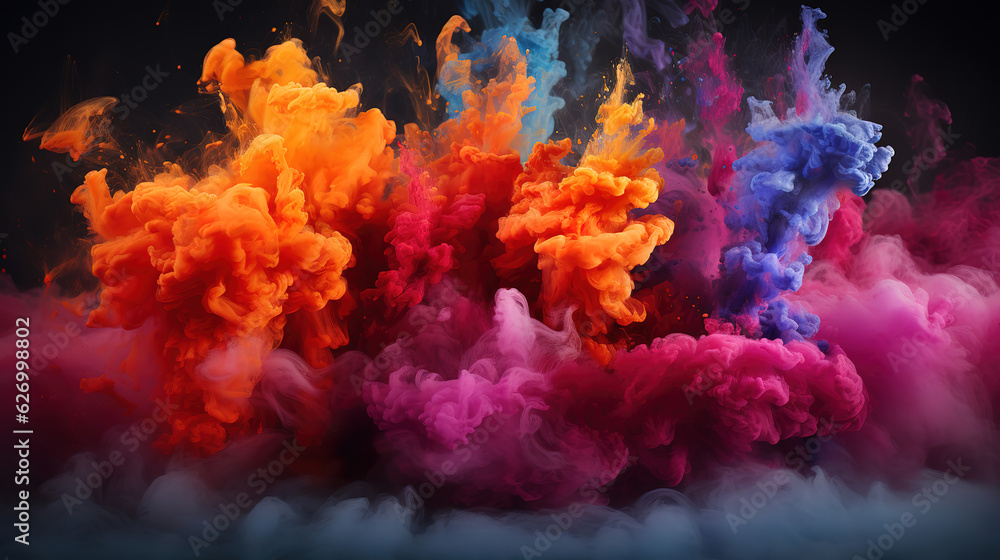 Smoke product stage, Bright color. Generative Ai