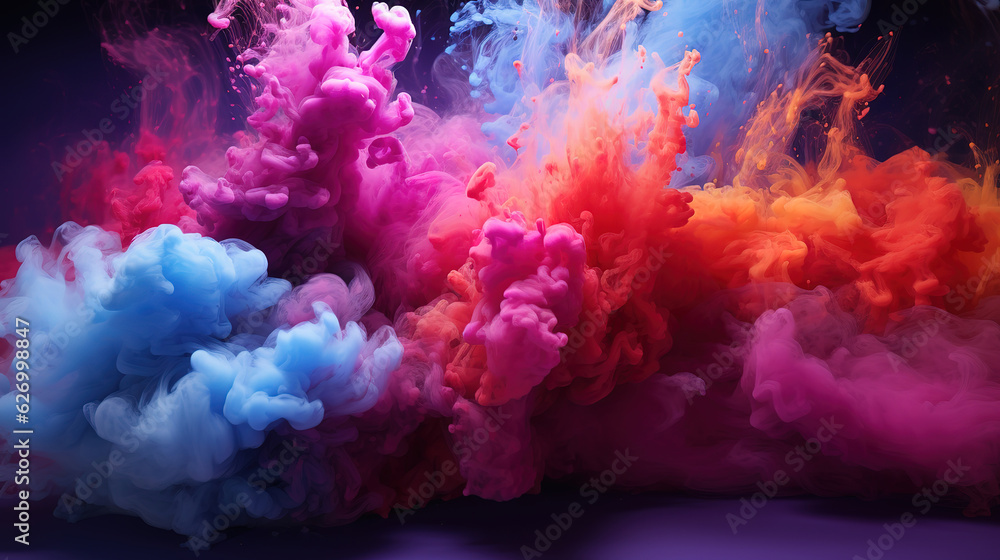 Splash of violet and magenta dye. Generative Ai