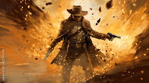 Dynamic Gunslinger: Their Bullets Dance like Streaks of Fire photo