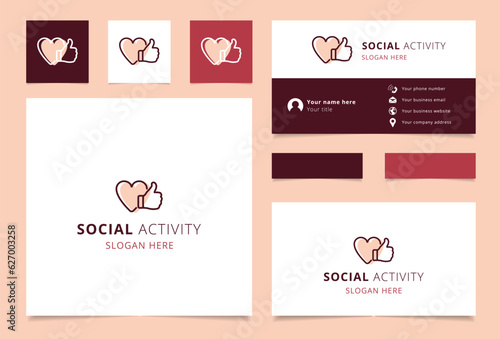 Social activity logo design with editable slogan. Branding book and business card template.