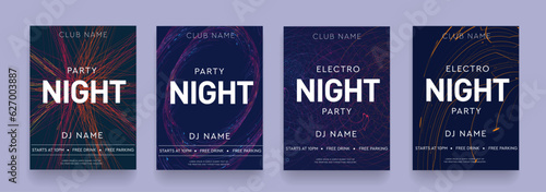 3d Set Hot Night Dance Party. Background Strips Graphic Elements for Dance Party, Disco, Club Invitation, Festival Poster, Flyer. Music Festival Vector Illustration.