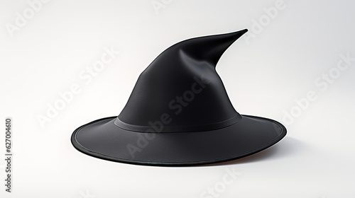 Black halloween witch hat isolated on white background with clipping path. Generative Ai