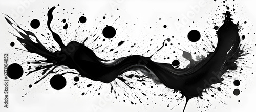 abstract black ink splatter  splotch  blots  smudges  inkblot  splashes on white background