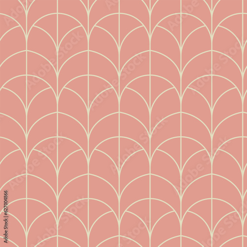 Vintage Art Deco Seamless Pattern. Line art geometric gold shapes. Modern ornaments vector illustration. Gatsby retro elegant background for fabric, wallpaper or wrapping