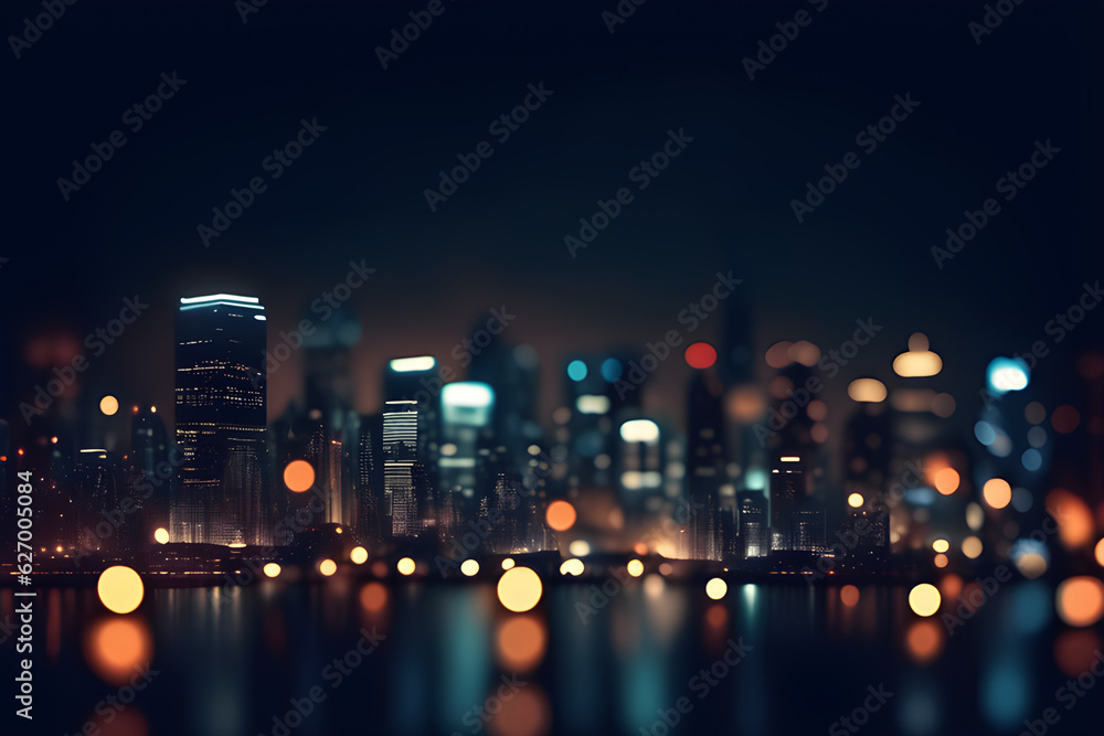 bokeh background Blurred city lights ai generated