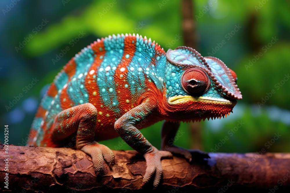 Obraz premium panther chameleon in wild nature, AI Generated