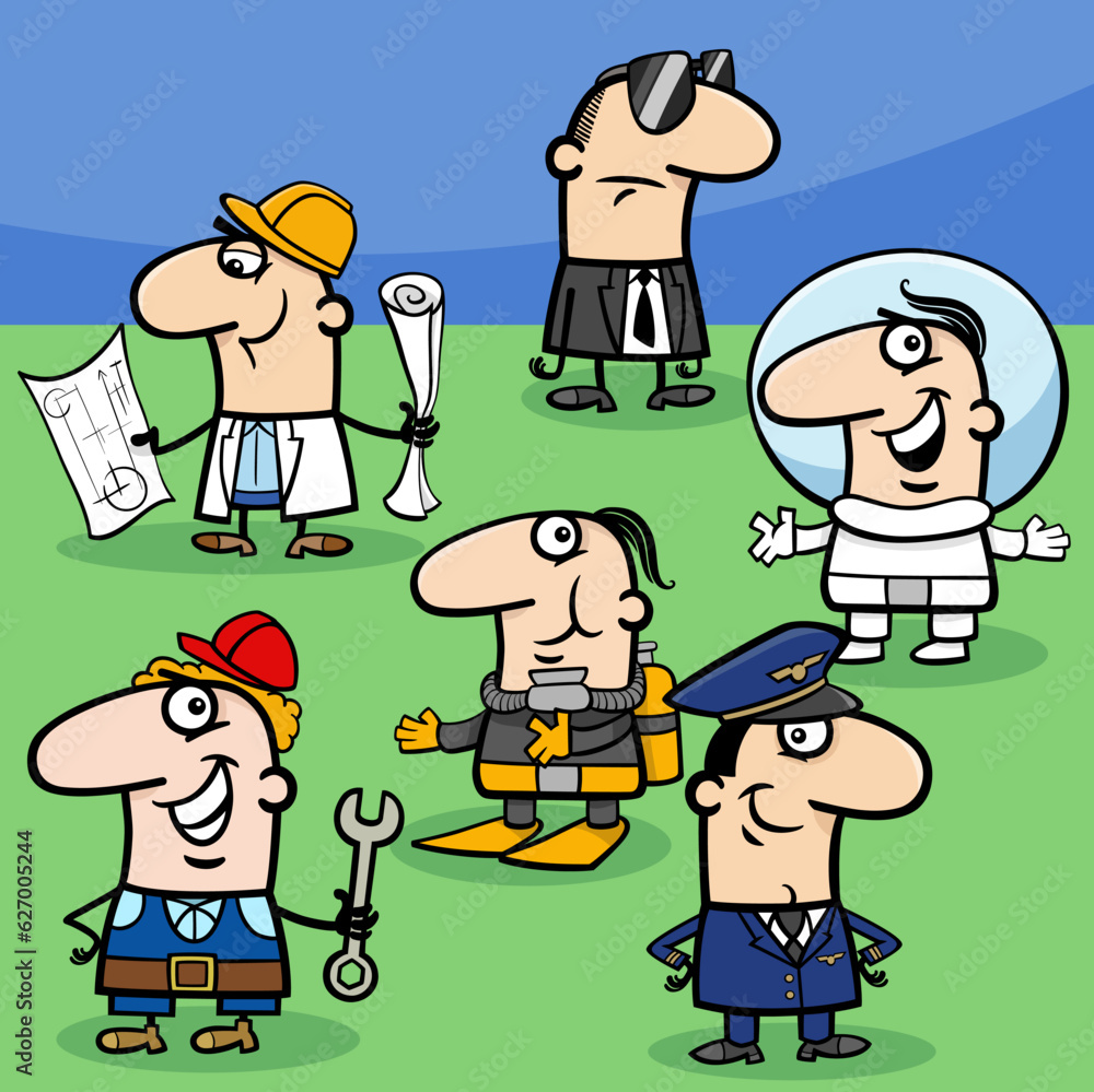 comic people of different occupations characters group comic people of different occupations characters group