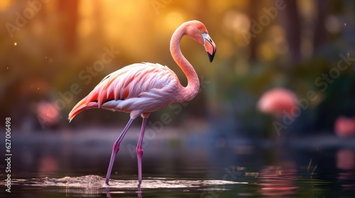 pink flamingo in wild nature  AI Generated