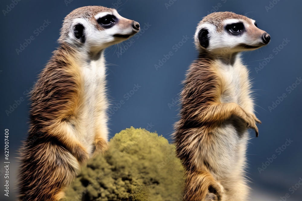 A Couple Of Meerkats Standing Next To Each Other A Couple Of Meerkats Standing Next To Each Other