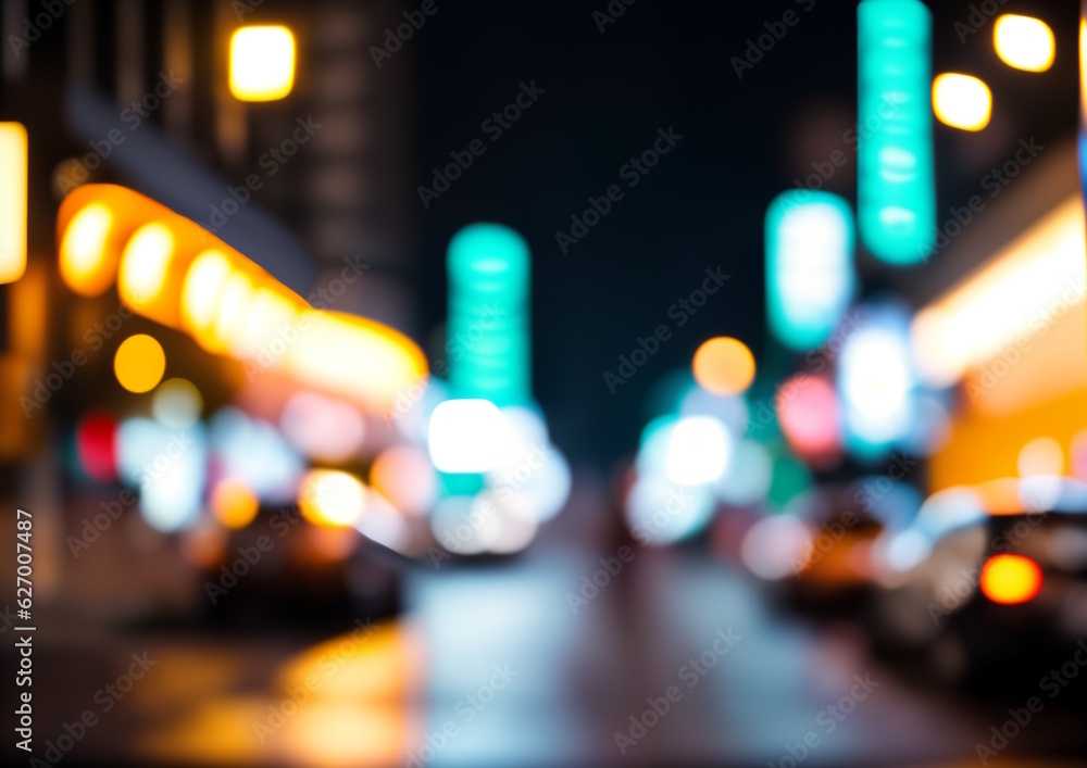 Bokeh of night street lights. Generative AI