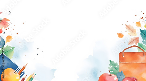 Watercolor back to school design background