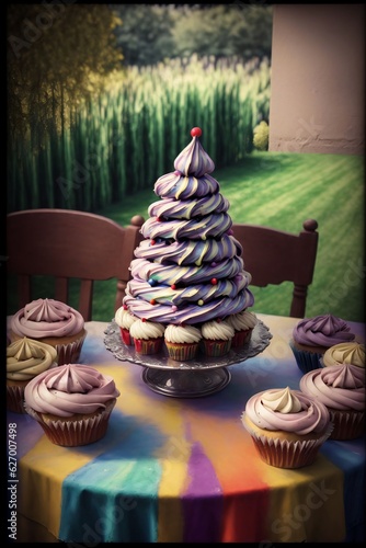 A Table Topped With Lots Of Cupcakes On Top Of A Table photo