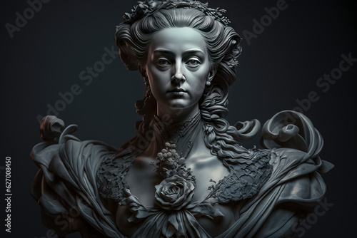 A Study in Marble: The Timeless Allure of a Classic Marble Bust, a Captivating Expression of Artistic Mastery and Enduring Beauty created with Generative AI technology