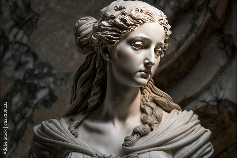 Divine Serenity: A Heavenly Marble Angel Sculpture, a Timeless Symbol of Peace, Beauty, and Spiritual Grace created with Generative AI technology