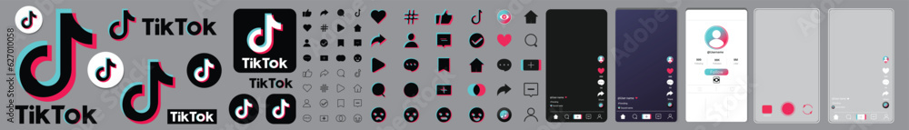 Tiktok. Tik tok mobile App interface template on Apple Iphone mockup