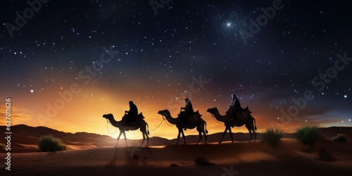 Obraz na płótnie Three kings illuminated by the radiant guiding star