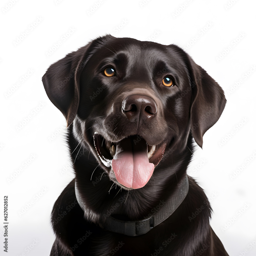 Labrador Retriever Dog happy dog on white background