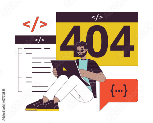 Wallpaper Mural Developer website create error 404 flash message. African american programmer working. Empty state ui design. Page not found popup cartoon image. Vector flat illustration concept on white background Torontodigital.ca