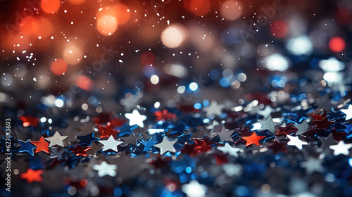 Gorgeous illustration with a curved usa flag and a sparkling mosaic. Generative Ai