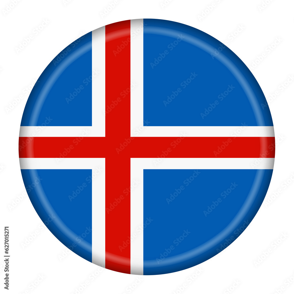 Iceland flag button 3d illustration with clipping path Iceland flag button 3d illustration with clipping path
